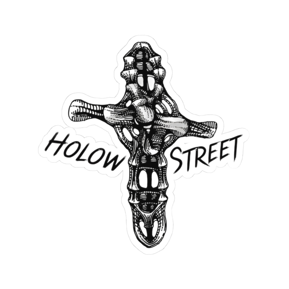 Hollow Street Skull Cross Sticker — Gothic Kiss-Cut Decal