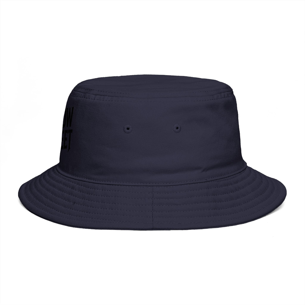 Hollow Street Brown Bucket Hat — Retro Logo Cotton Sun Hat