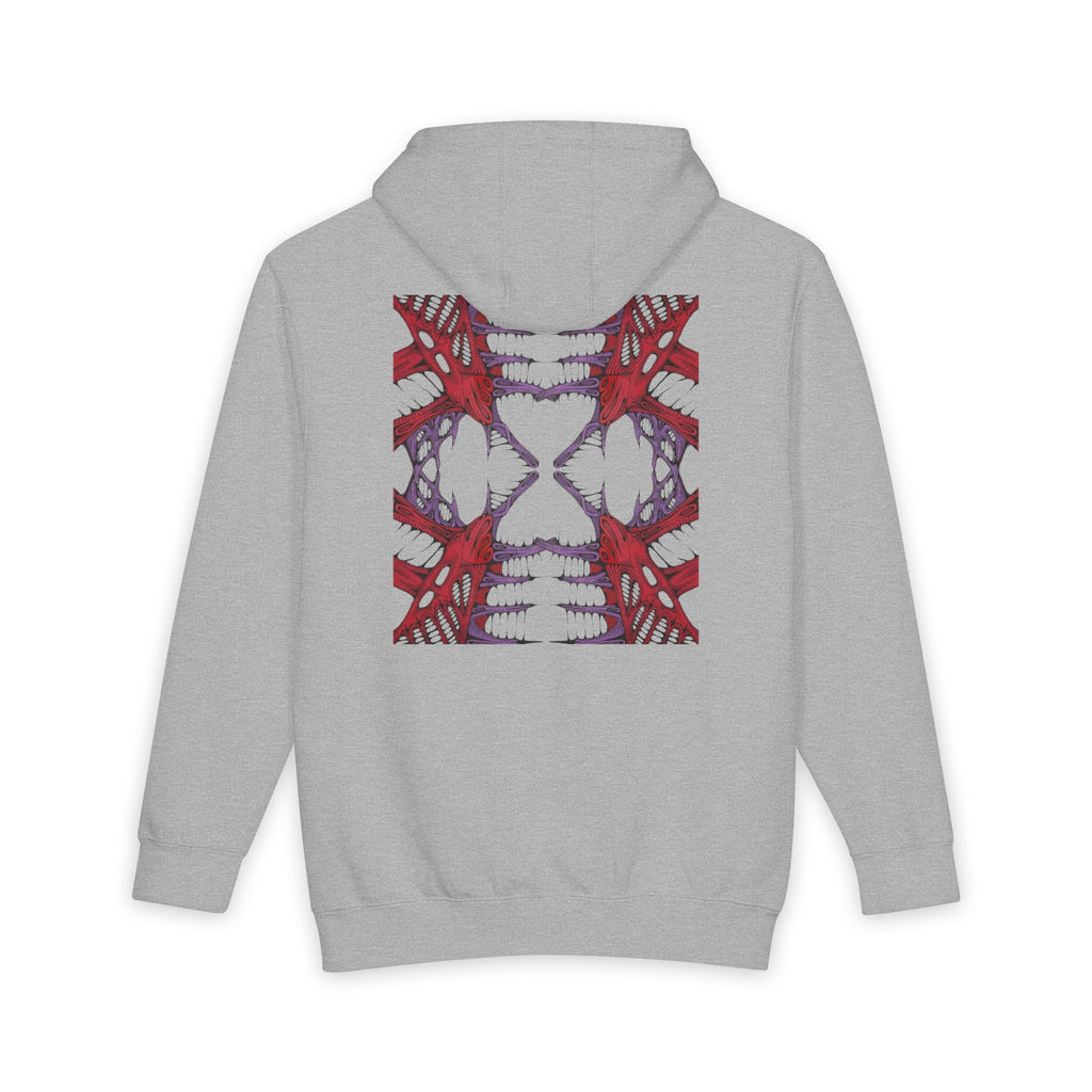 Abstract Red & Navy Geometric Hoodie — Modern Symmetry Pullover