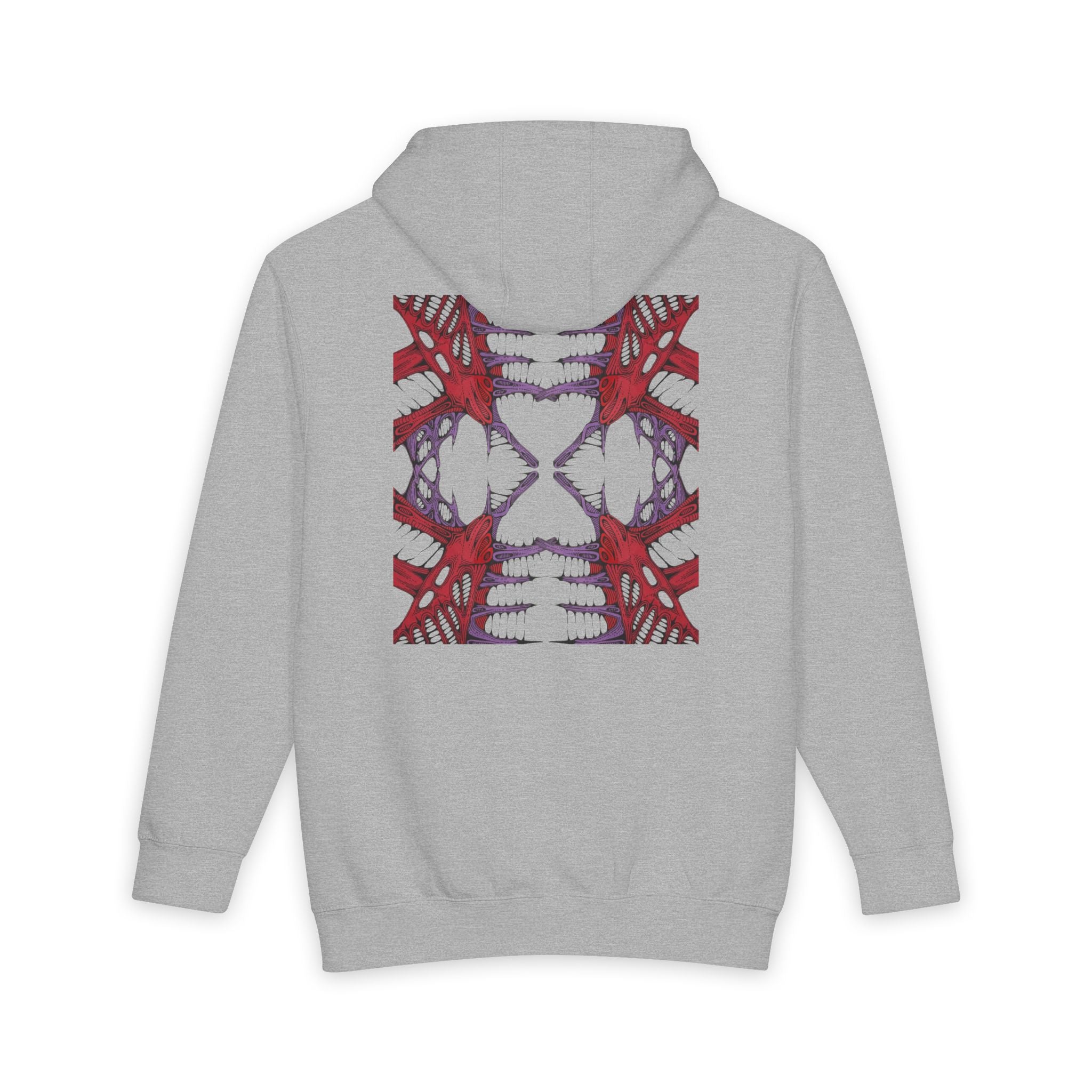Abstract Red & Navy Geometric Hoodie — Modern Symmetry Pullover