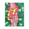 Abstract Organic Surreal Canvas Art - Vibrant Red & Green Contemporary Wall Decor