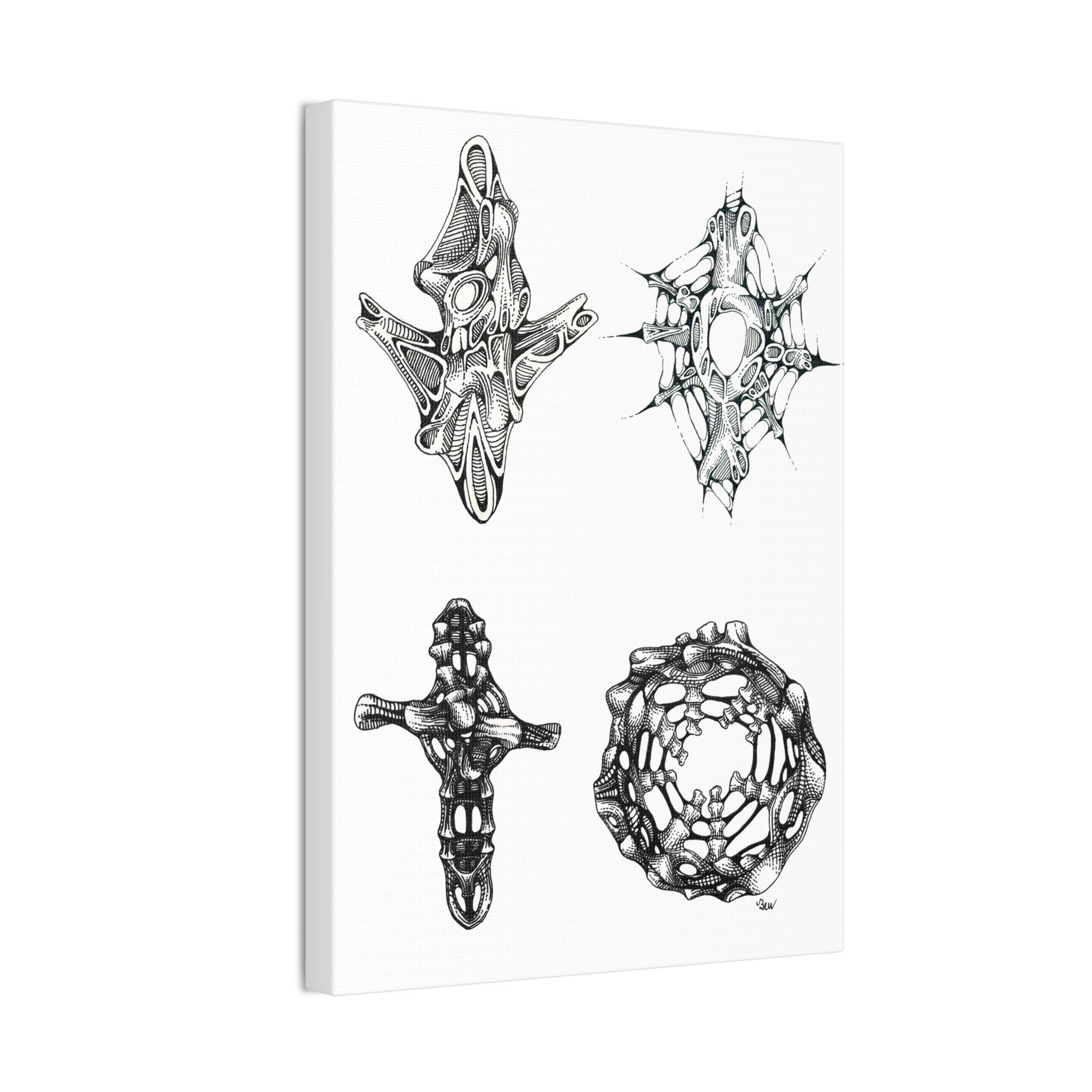 Abstract Organic Shapes Art Canvas — Black Ink Geometric Wall Print