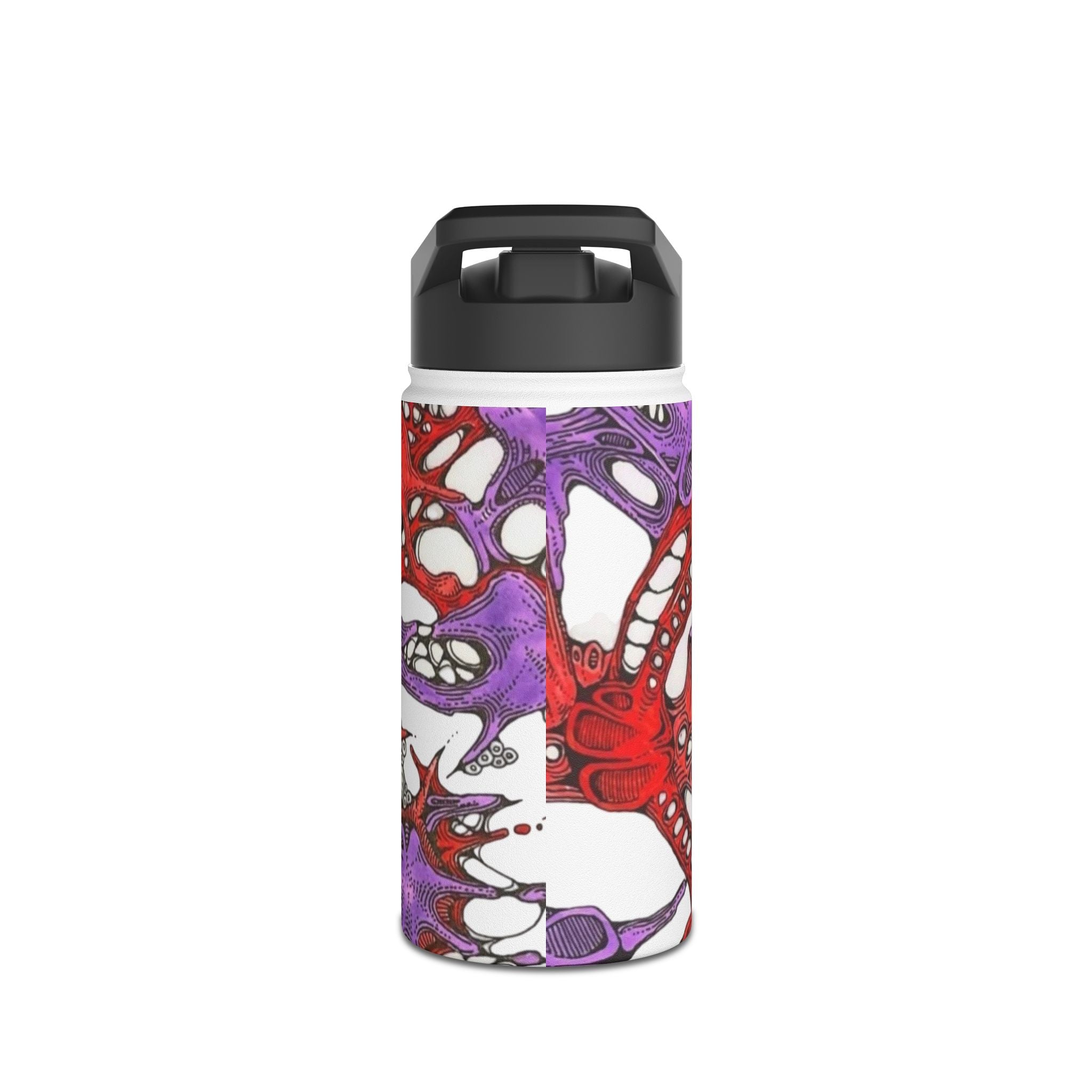 Octopus Ink Stainless Steel Water Bottle — Red & Purple Nautical Art
