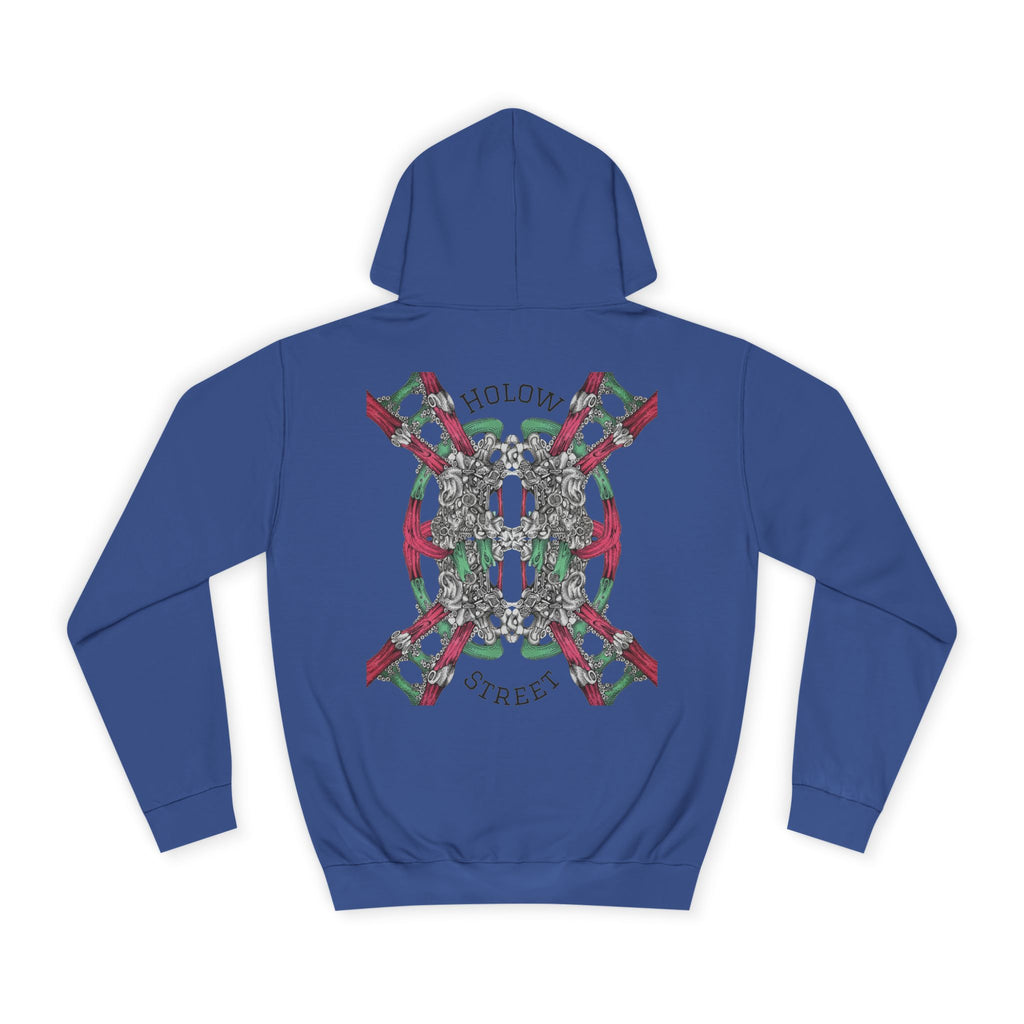 College Hoodie — Symmetric Skull & Floral Back Graphic