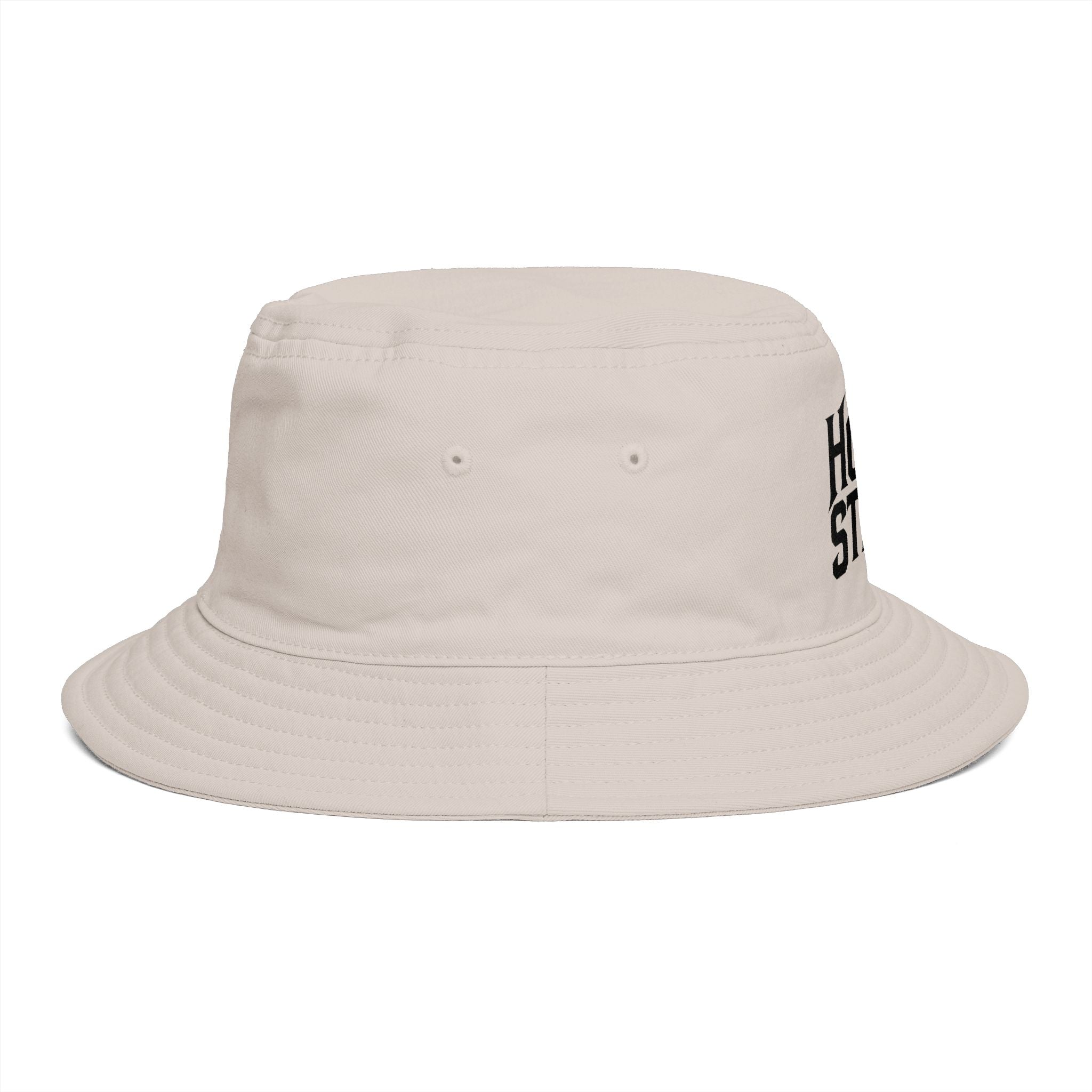 Hollow Street Brown Bucket Hat — Retro Logo Cotton Sun Hat