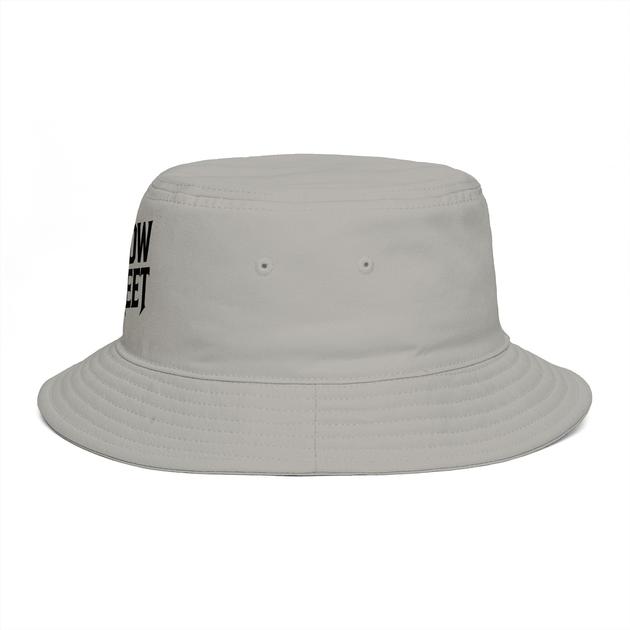 Hollow Street Brown Bucket Hat — Retro Logo Cotton Sun Hat