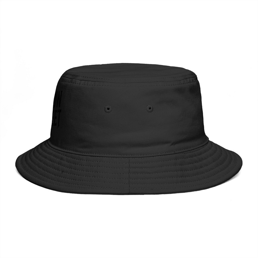 Hollow Street Brown Bucket Hat — Retro Logo Cotton Sun Hat