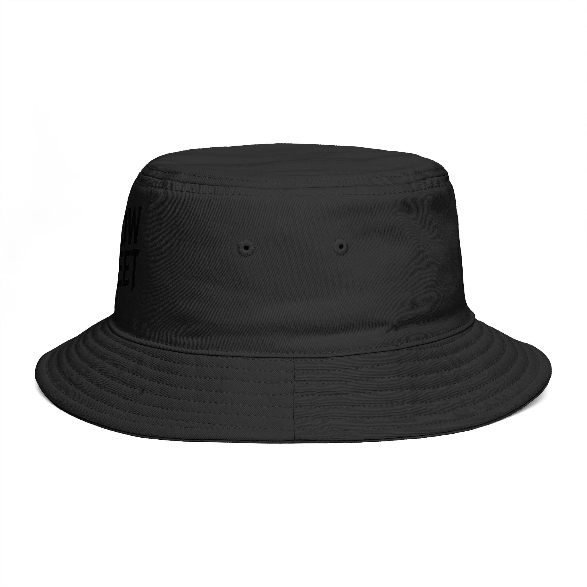 Hollow Street Brown Bucket Hat — Retro Logo Cotton Sun Hat