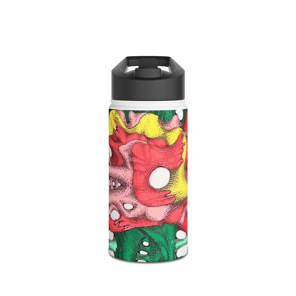 Skull Flower Stainless Steel Water Bottle — Colorful Floral Skull Design, Reusable Travel Bottle