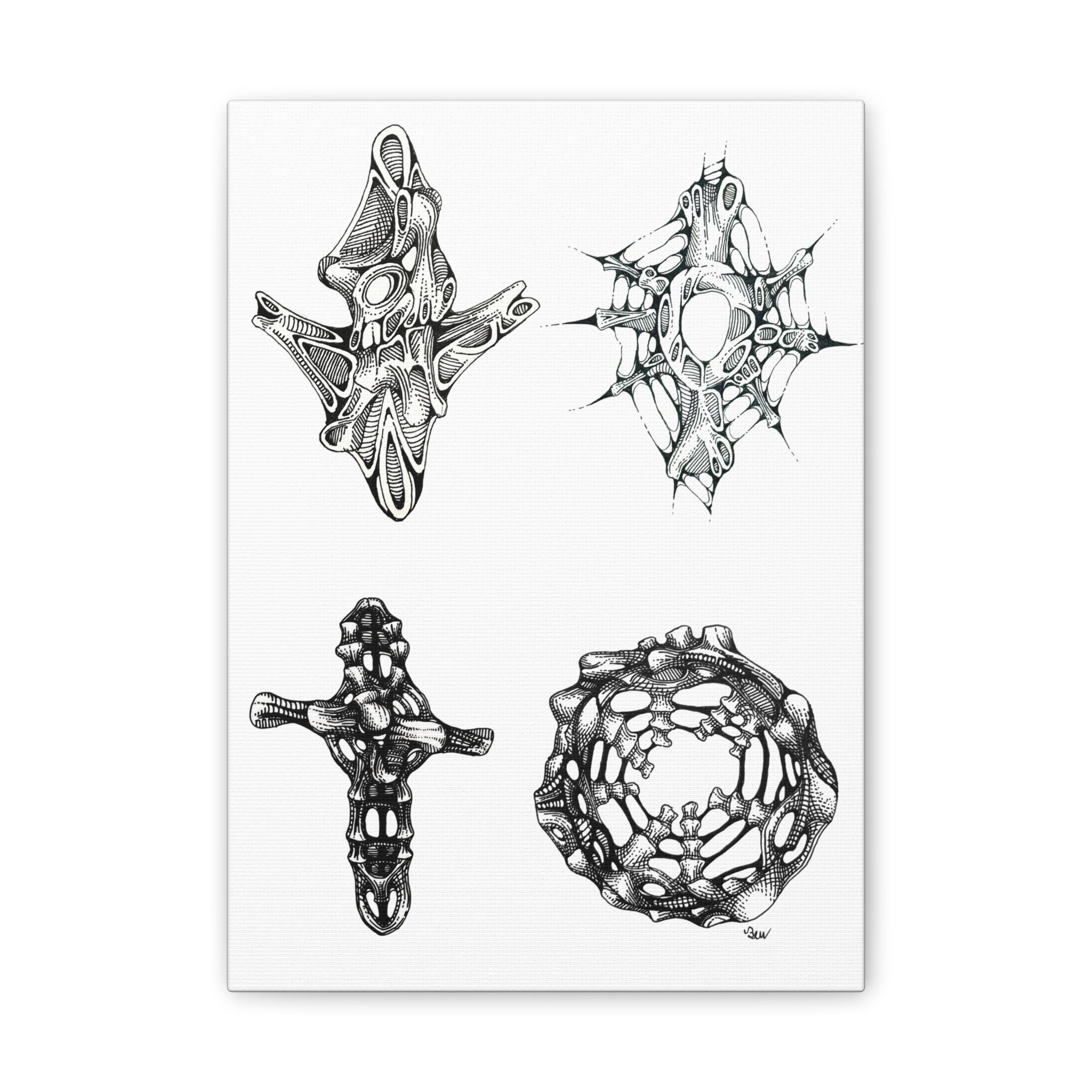 Abstract Organic Shapes Art Canvas — Black Ink Geometric Wall Print