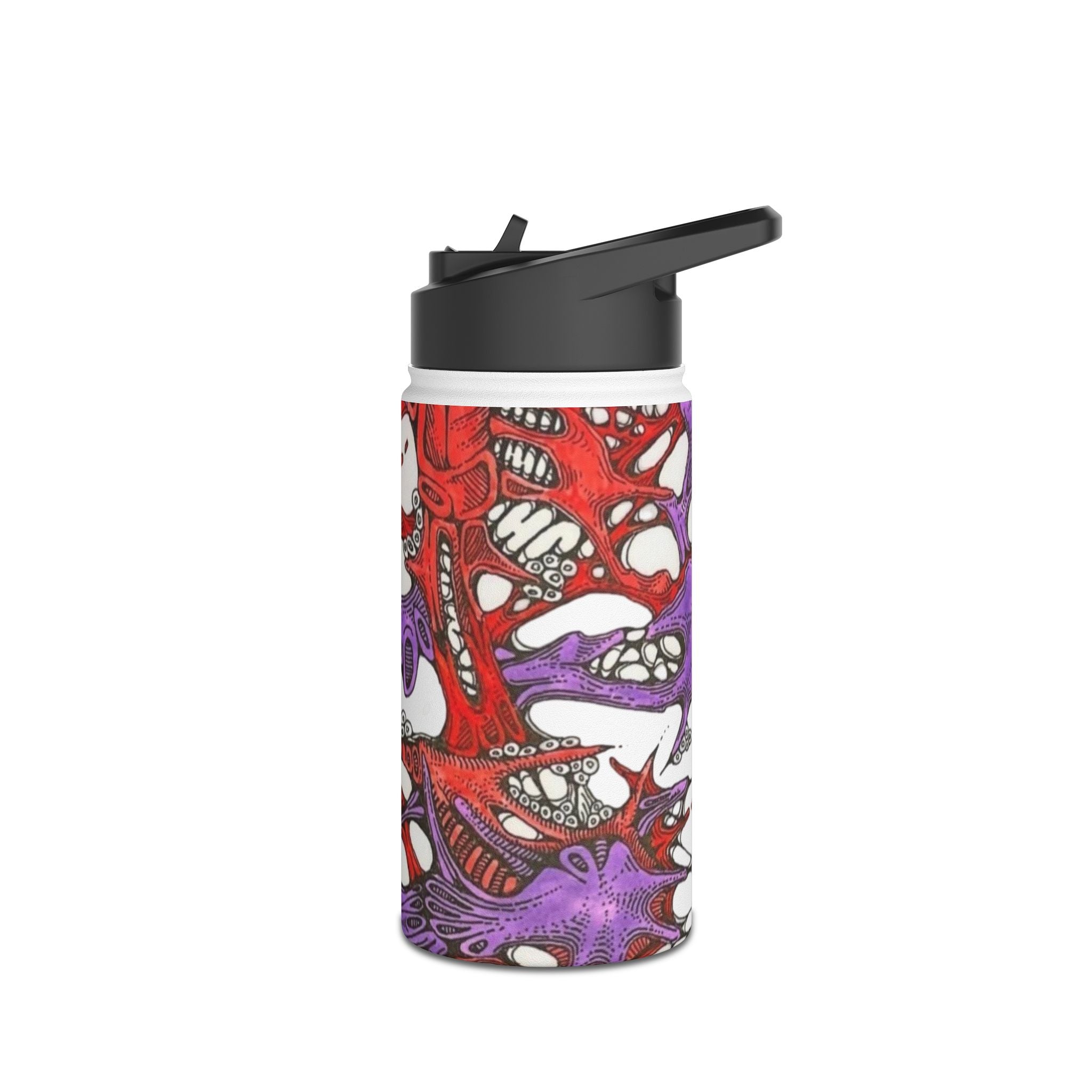 Octopus Ink Stainless Steel Water Bottle — Red & Purple Nautical Art