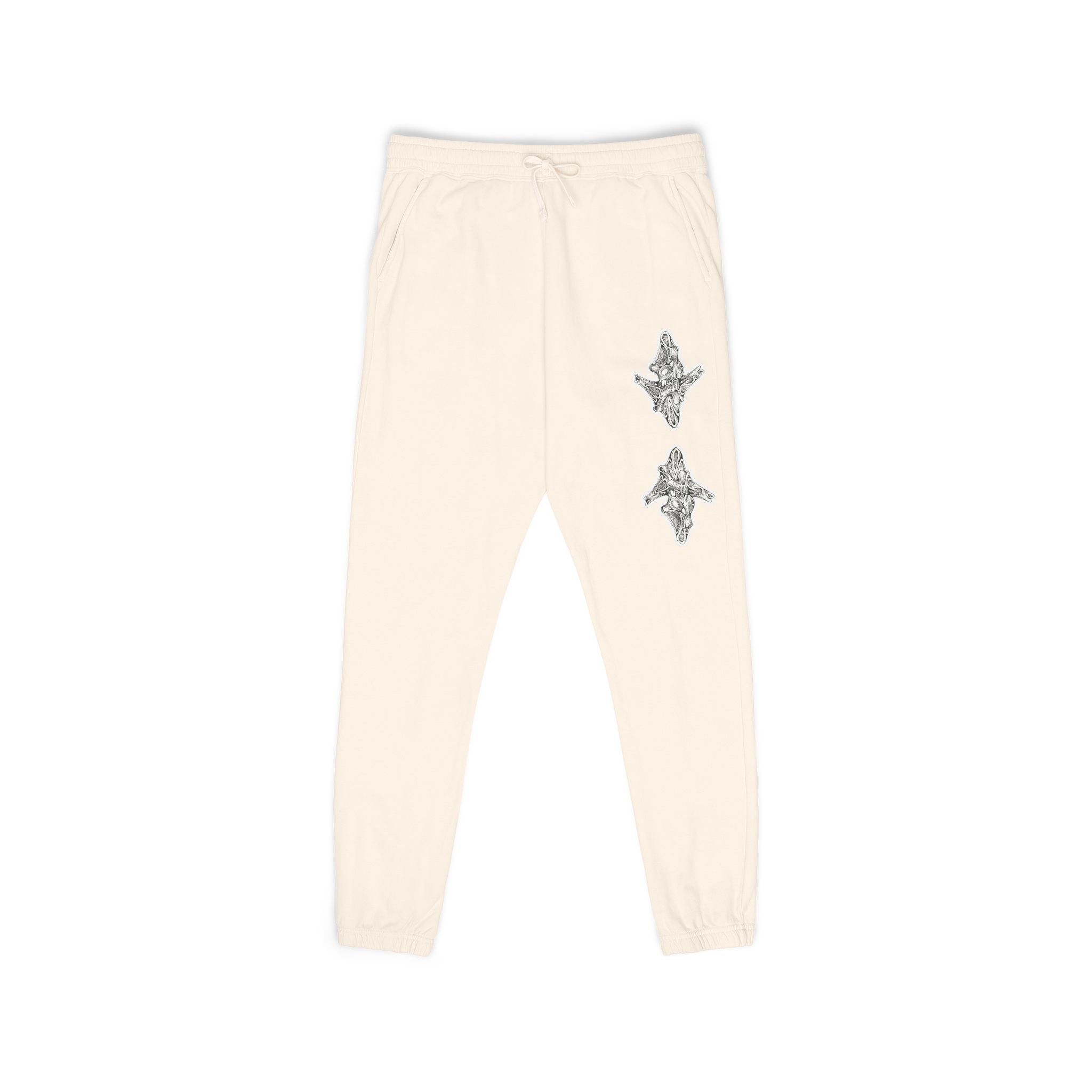 Graphic Fleece Sweatpants — Dual Ornate Crest Joggers