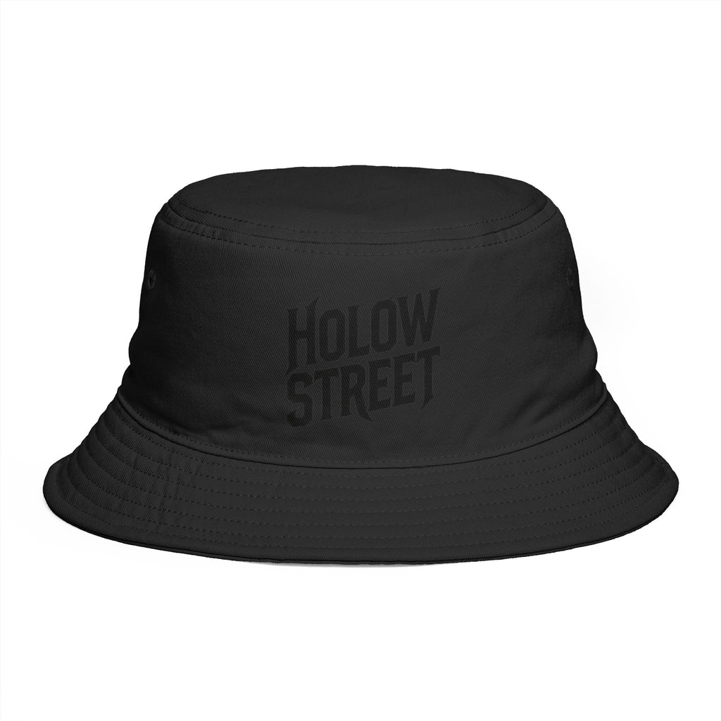 Hollow Street Brown Bucket Hat — Retro Logo Cotton Sun Hat