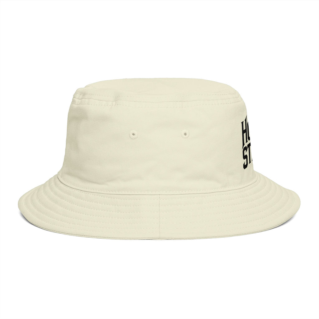 Hollow Street Brown Bucket Hat — Retro Logo Cotton Sun Hat
