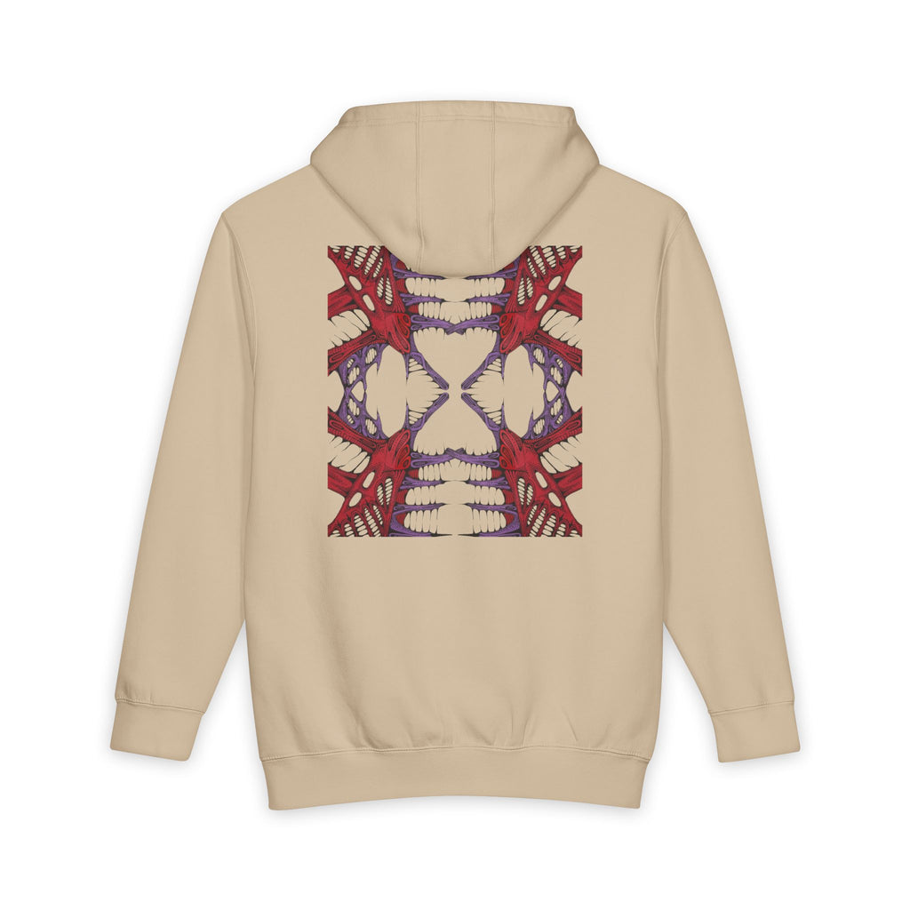 Abstract Red & Navy Geometric Hoodie — Modern Symmetry Pullover