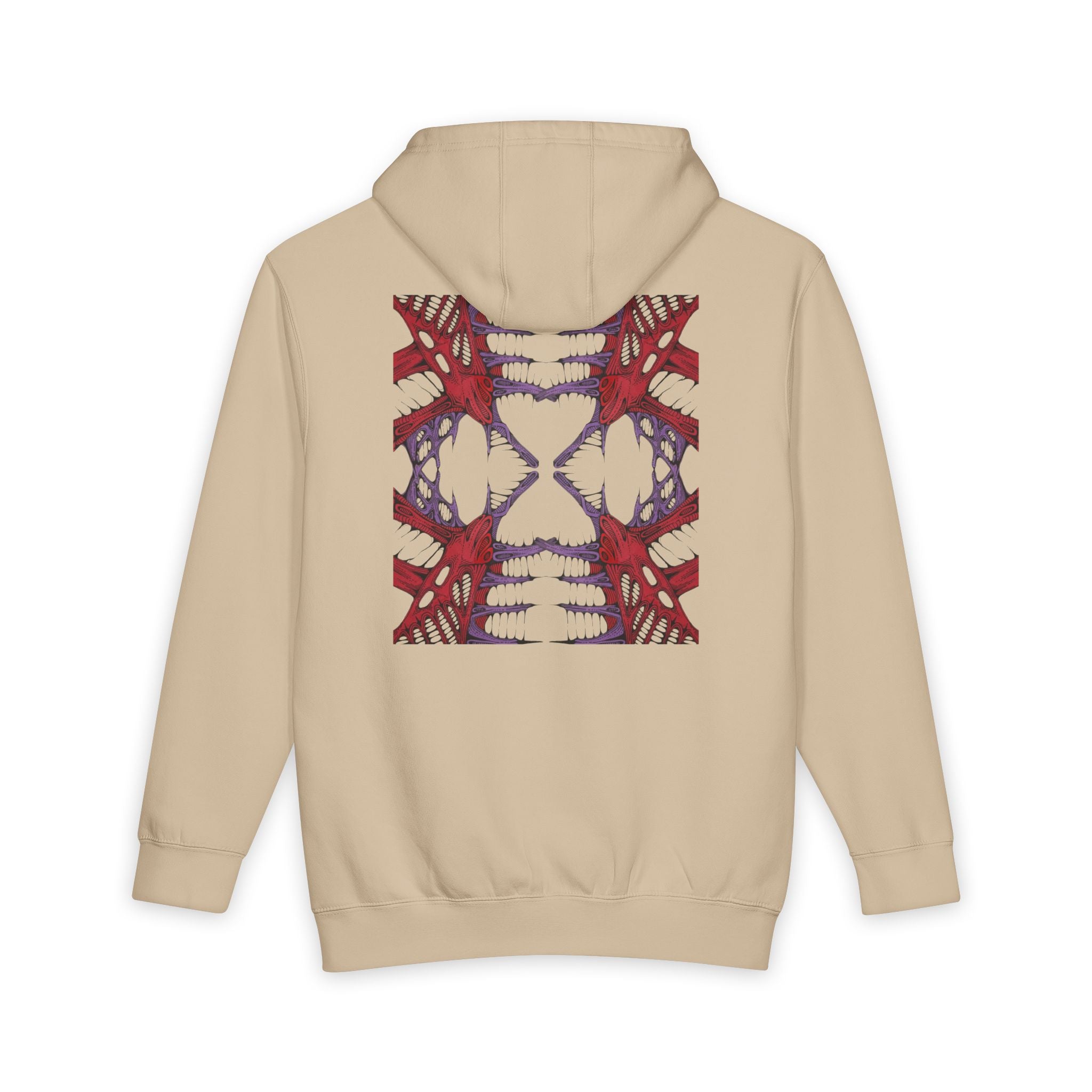 Abstract Red & Navy Geometric Hoodie — Modern Symmetry Pullover