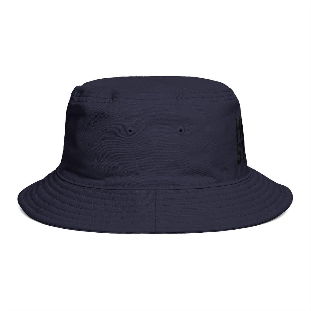 Hollow Street Brown Bucket Hat — Retro Logo Cotton Sun Hat