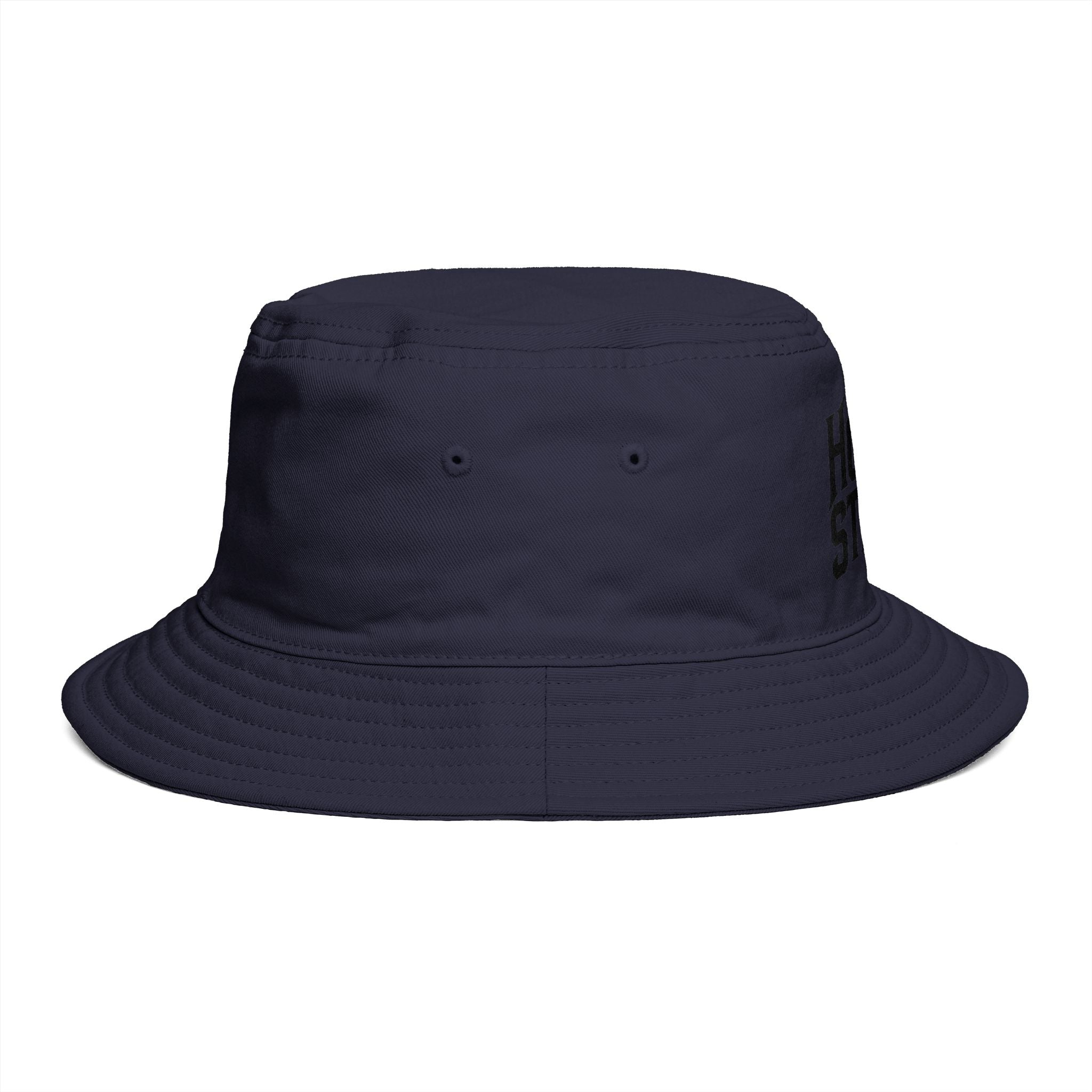 Hollow Street Brown Bucket Hat — Retro Logo Cotton Sun Hat