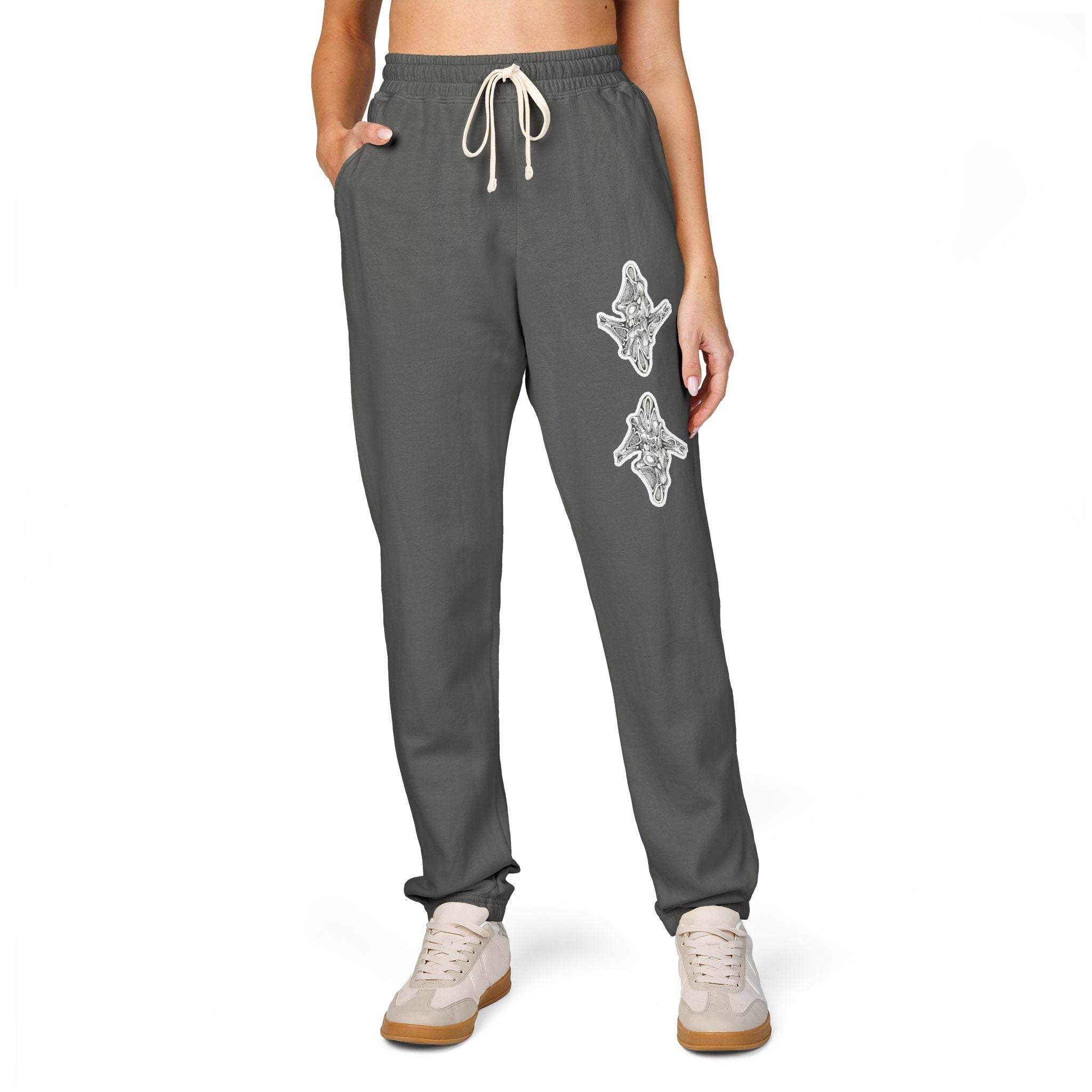 Graphic Fleece Sweatpants — Dual Ornate Crest Joggers