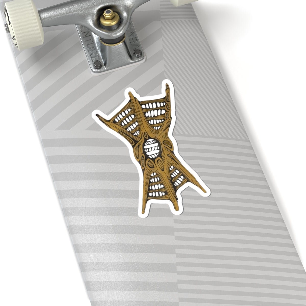 Golden Web Organism Sticker — Intricate Biomech Kiss-Cut Decal for Laptops & Journals