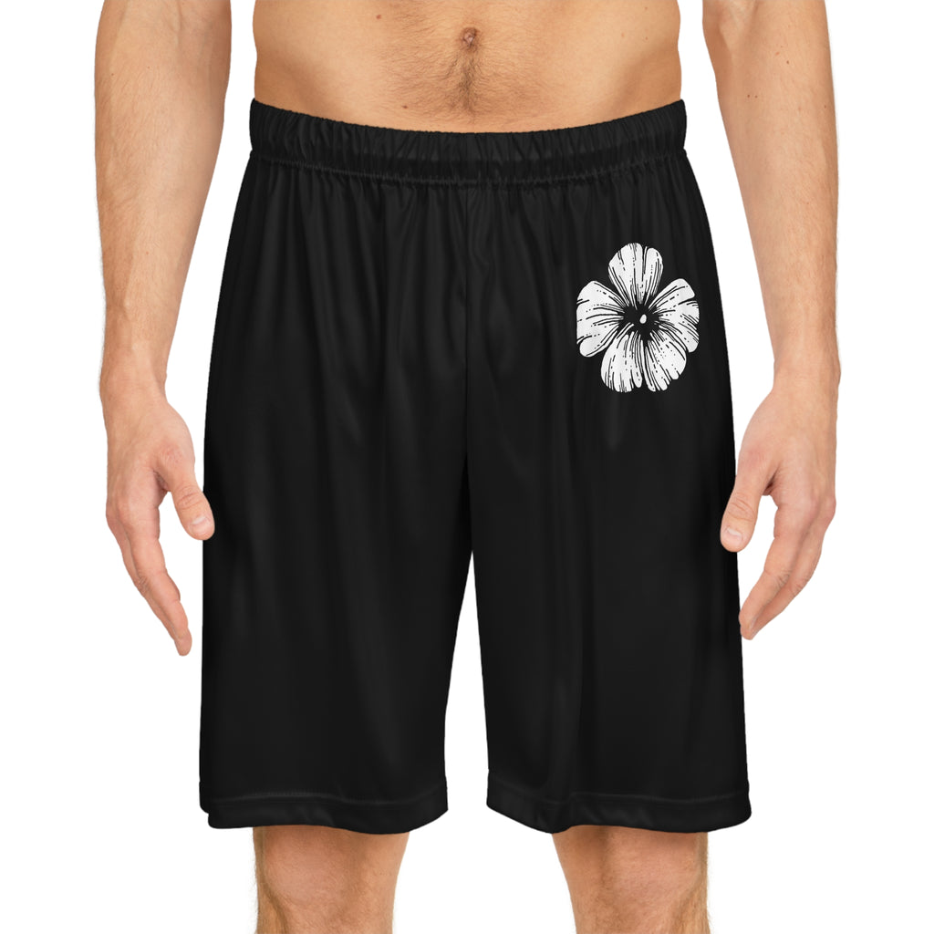 Black Holow Flower Basketball Shorts