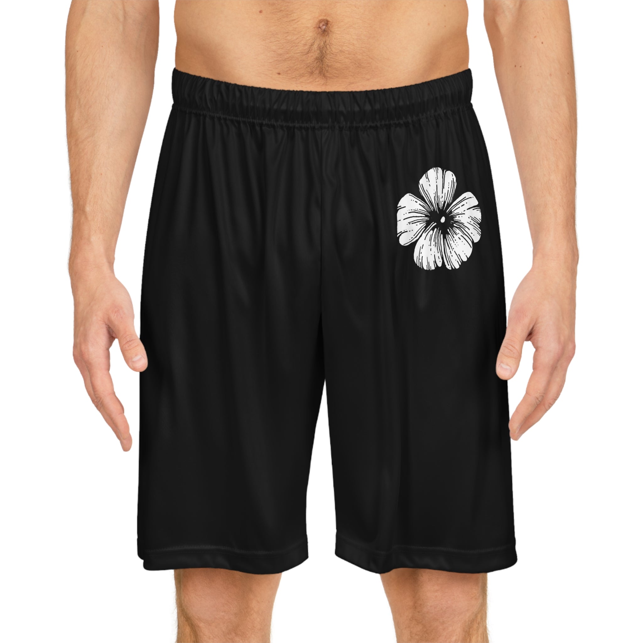 Black Holow Flower Basketball Shorts