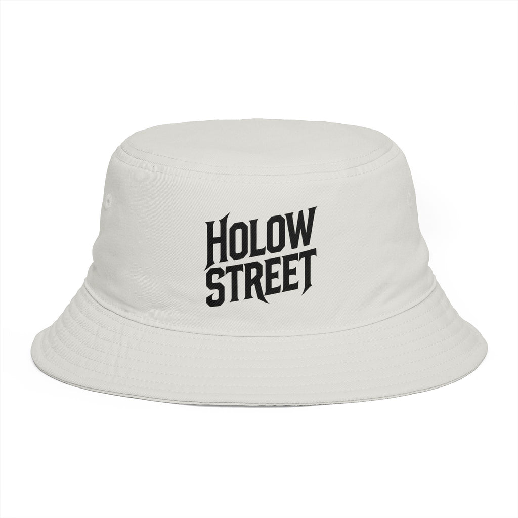 Hollow Street Brown Bucket Hat — Retro Logo Cotton Sun Hat