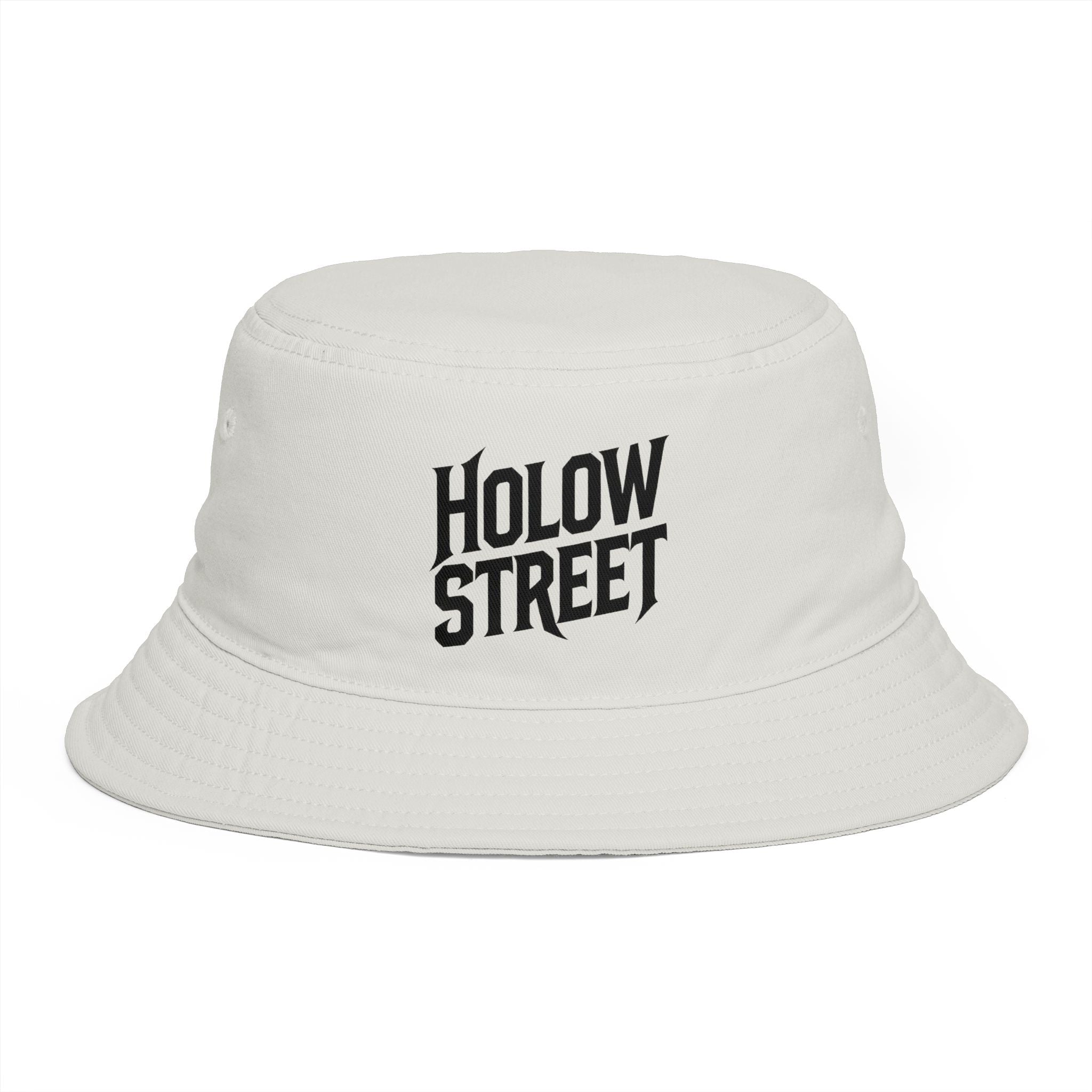 Hollow Street Brown Bucket Hat — Retro Logo Cotton Sun Hat