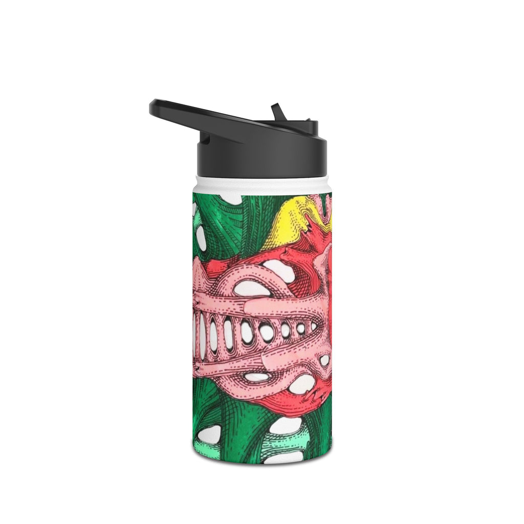 Skull Flower Stainless Steel Water Bottle — Colorful Floral Skull Design, Reusable Travel Bottle