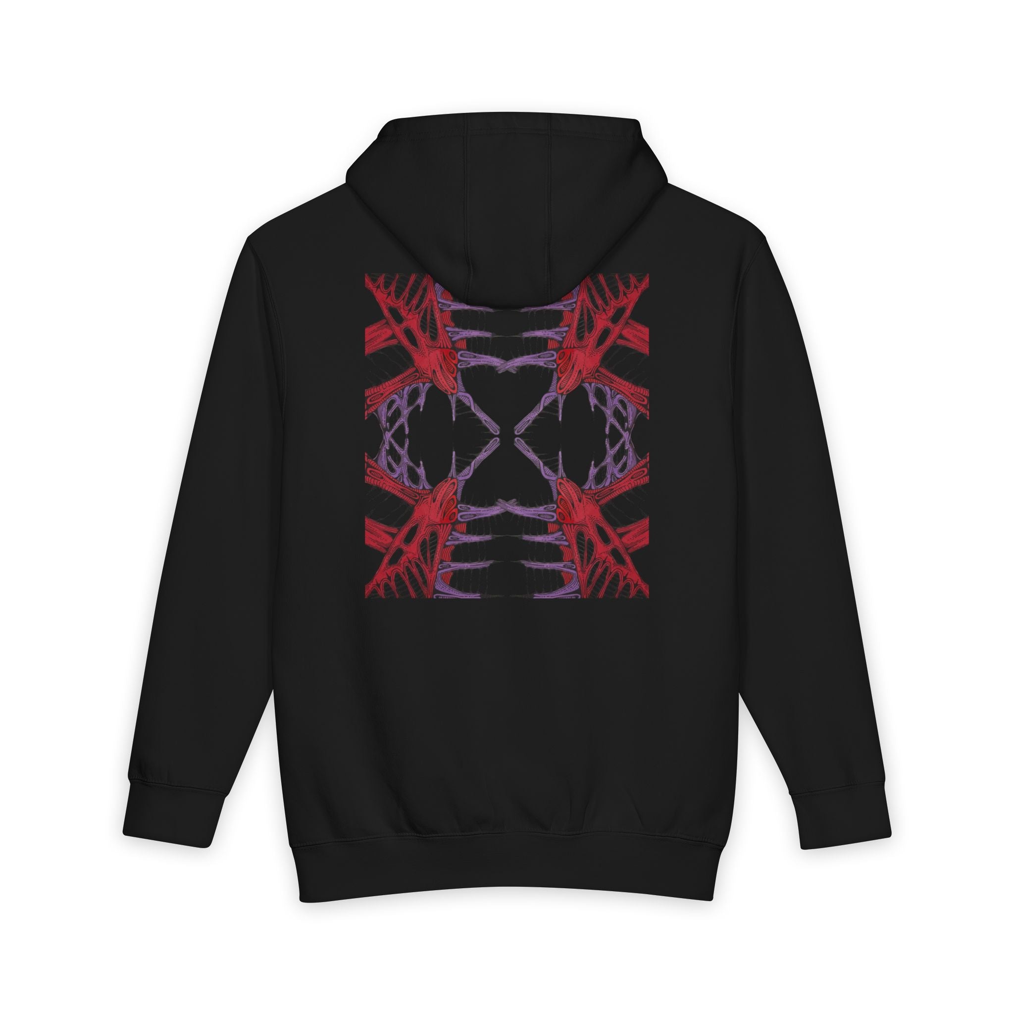 Abstract Red & Navy Geometric Hoodie — Modern Symmetry Pullover