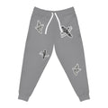 Grey Joggers with Skate Sticker Graphic — Athletic Streetwear Sweatpants