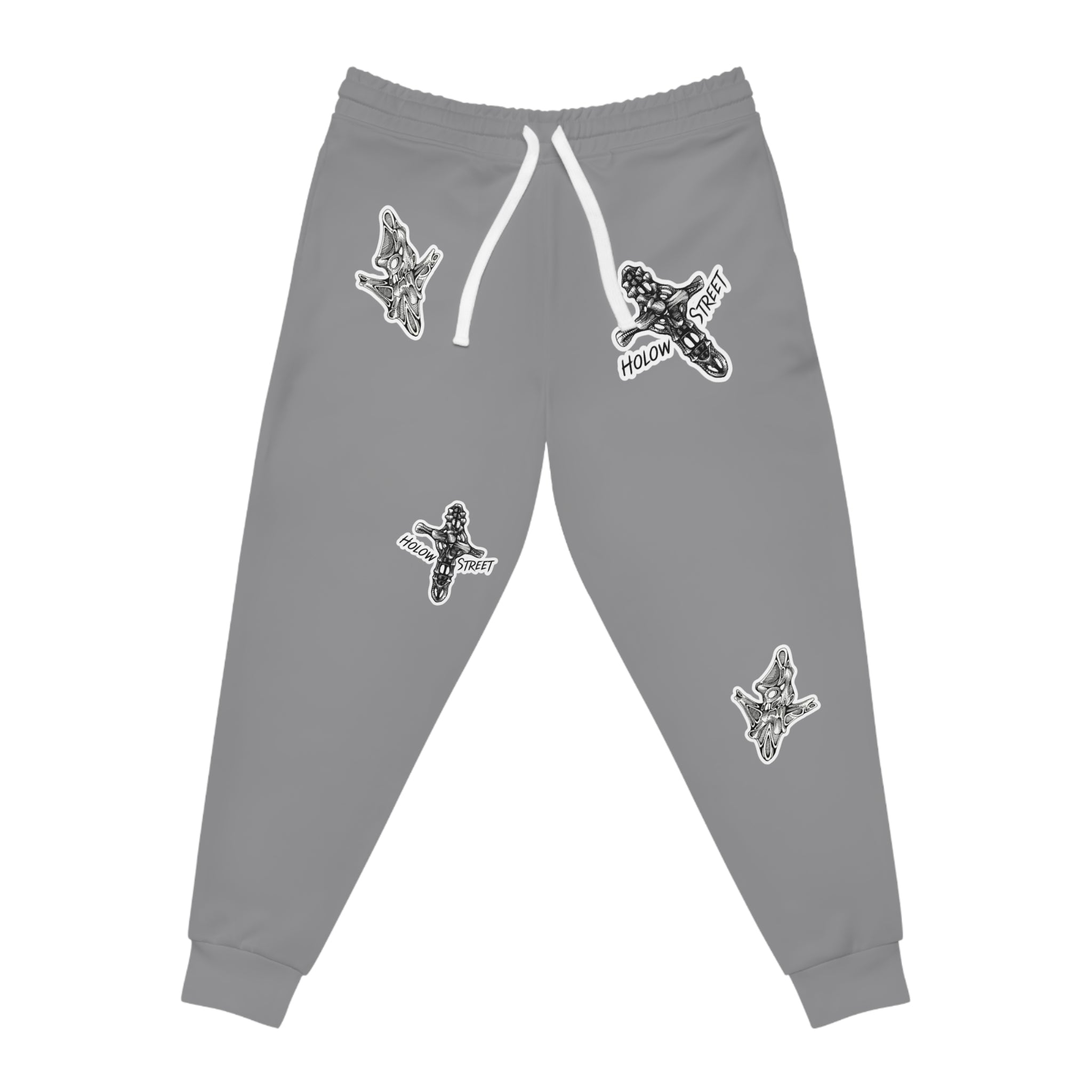 Grey Joggers with Skate Sticker Graphic — Athletic Streetwear Sweatpants