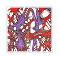 Abstract Organic Pattern Kiss-Cut Sticker — Red & Purple Cellular Design