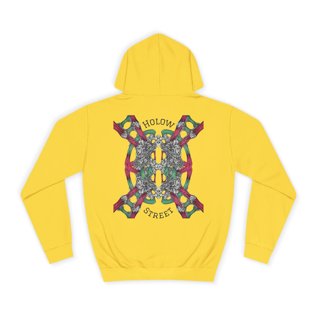College Hoodie — Symmetric Skull & Floral Back Graphic