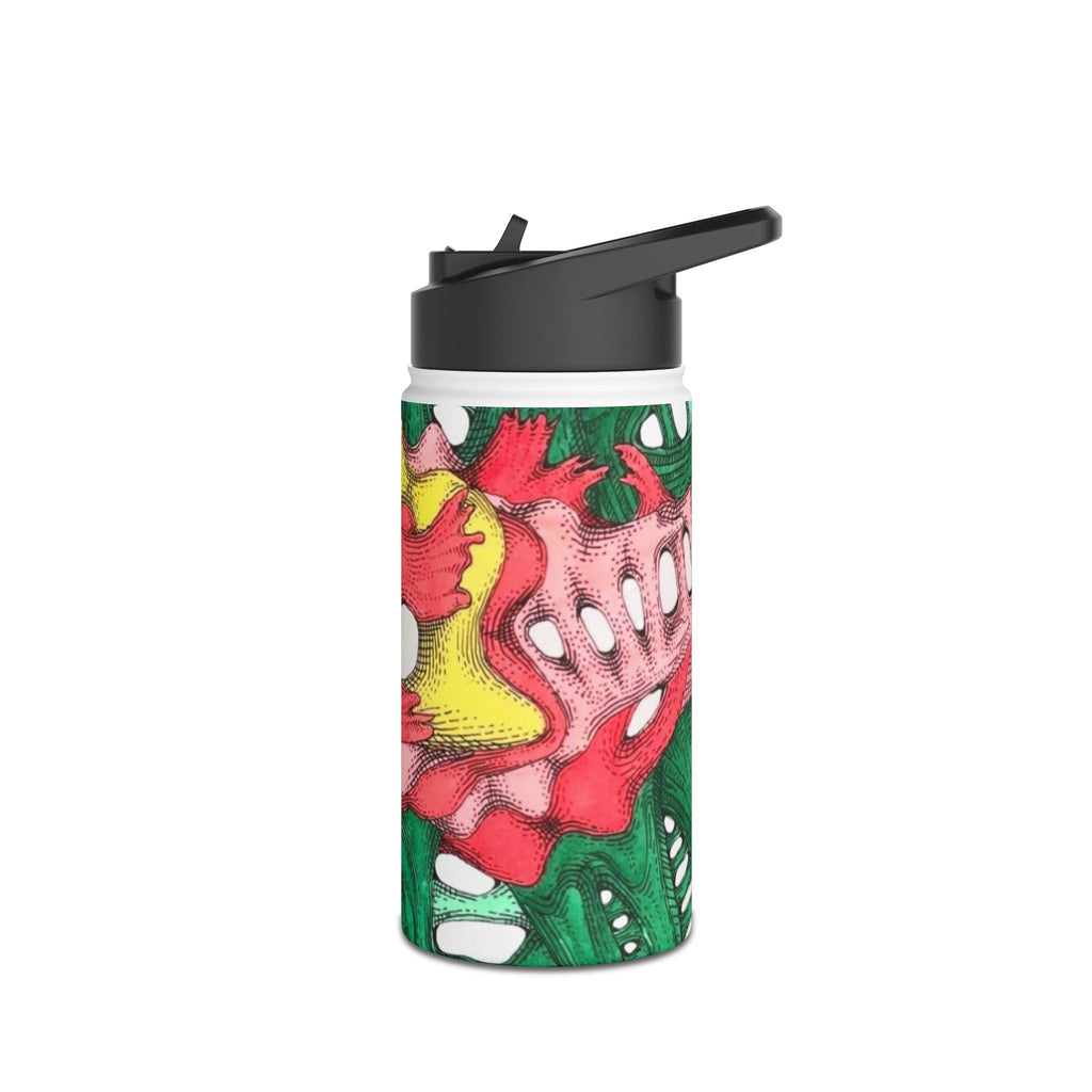 Skull Flower Stainless Steel Water Bottle — Colorful Floral Skull Design, Reusable Travel Bottle