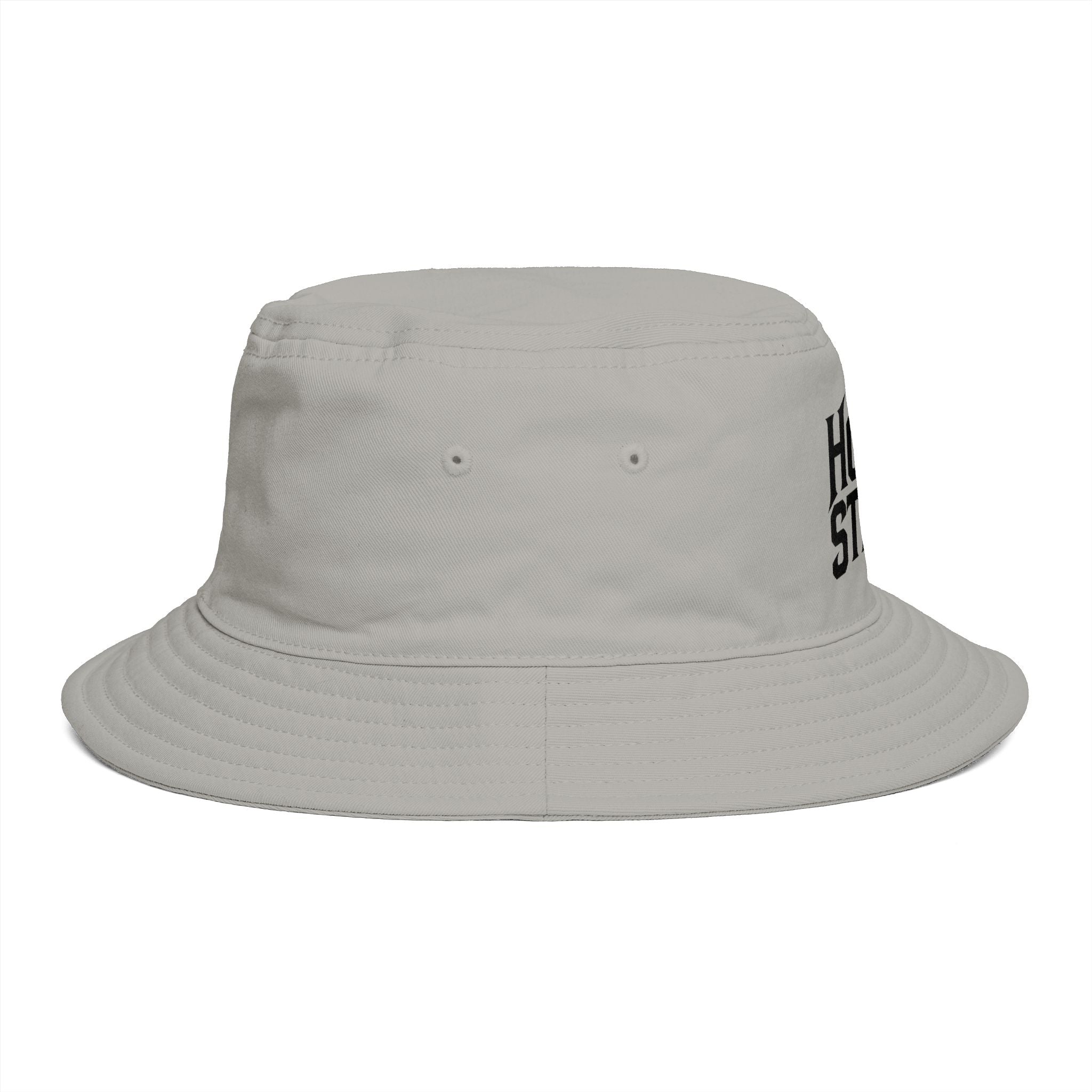 Hollow Street Brown Bucket Hat — Retro Logo Cotton Sun Hat