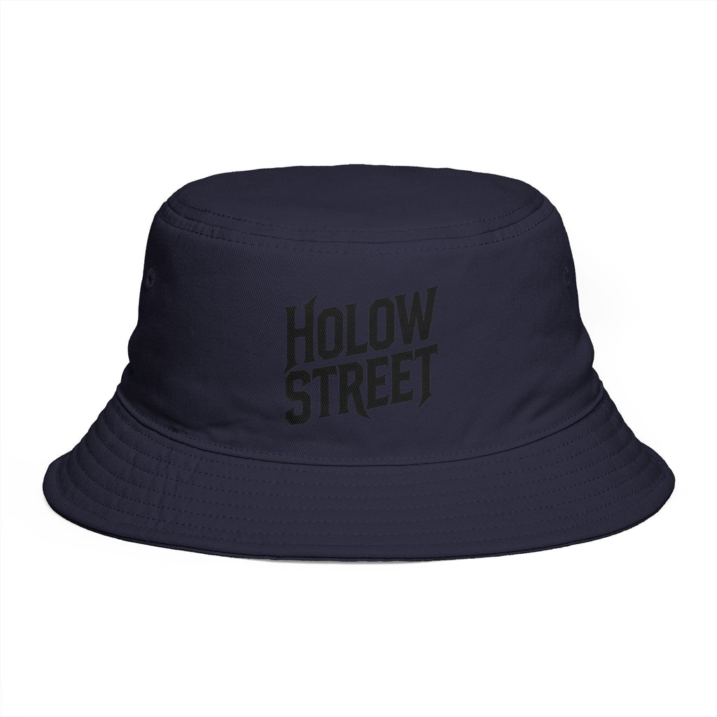 Hollow Street Brown Bucket Hat — Retro Logo Cotton Sun Hat