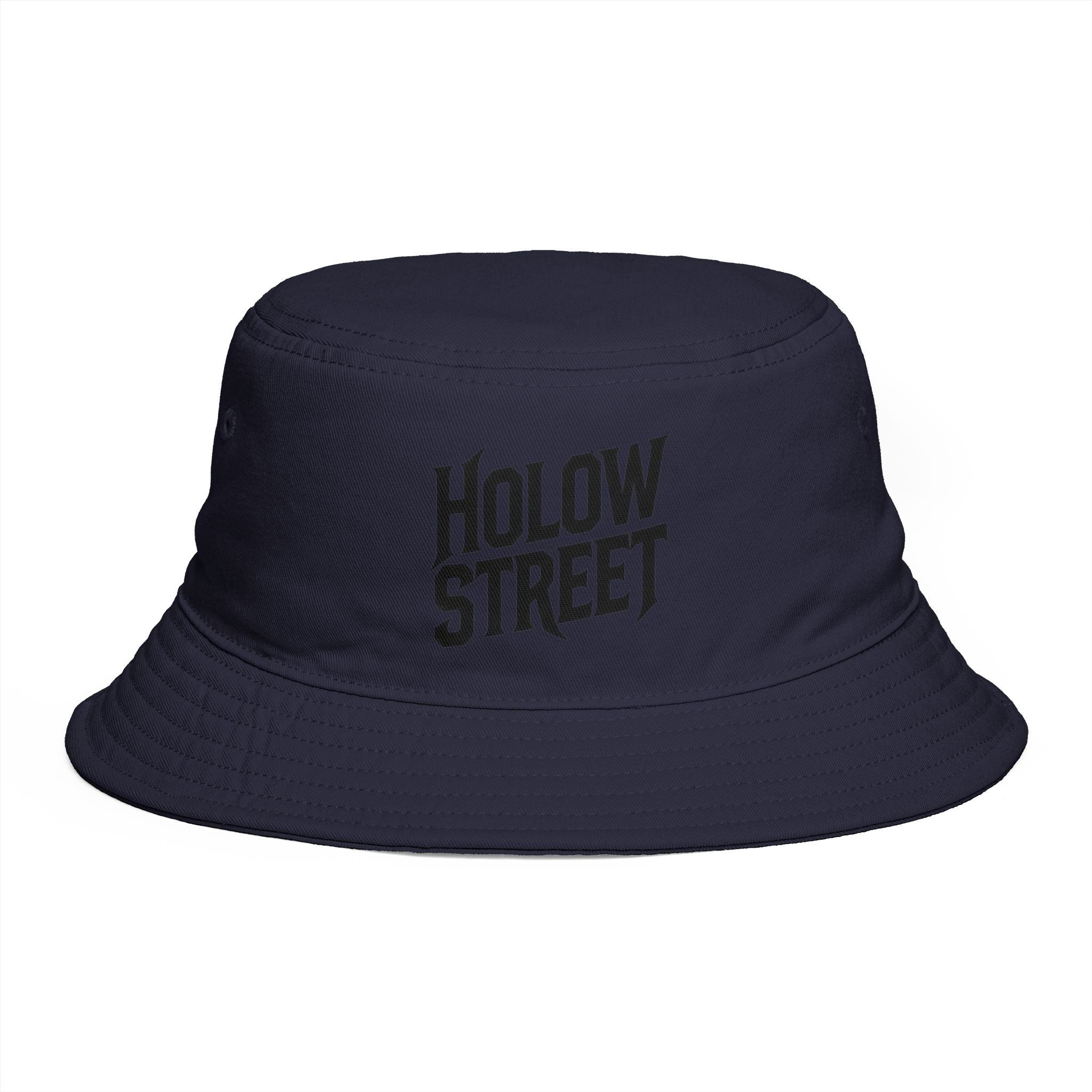 Hollow Street Brown Bucket Hat — Retro Logo Cotton Sun Hat
