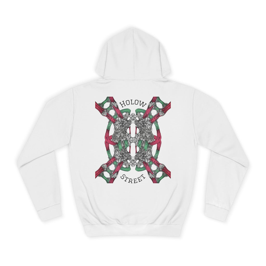College Hoodie — Symmetric Skull & Floral Back Graphic