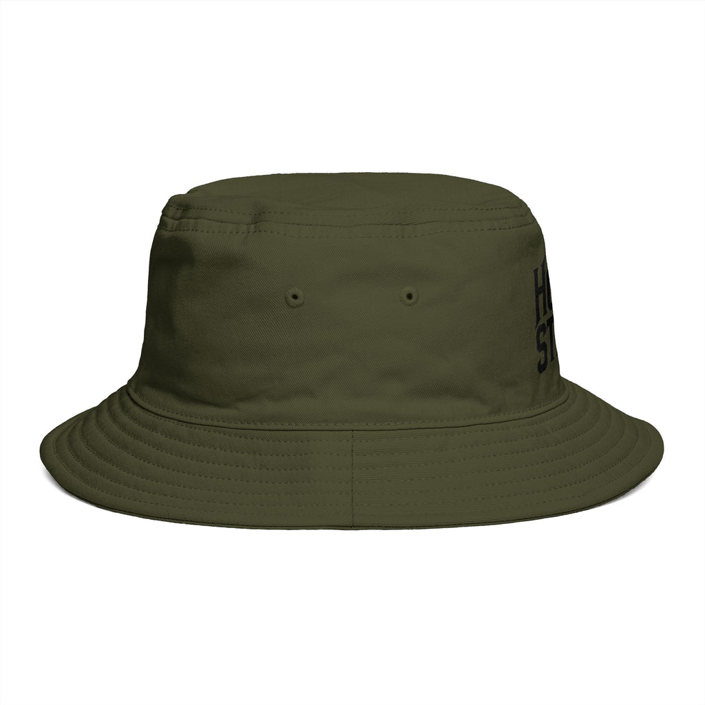 Hollow Street Brown Bucket Hat — Retro Logo Cotton Sun Hat