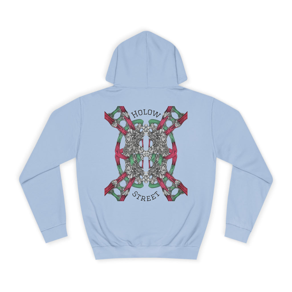 College Hoodie — Symmetric Skull & Floral Back Graphic