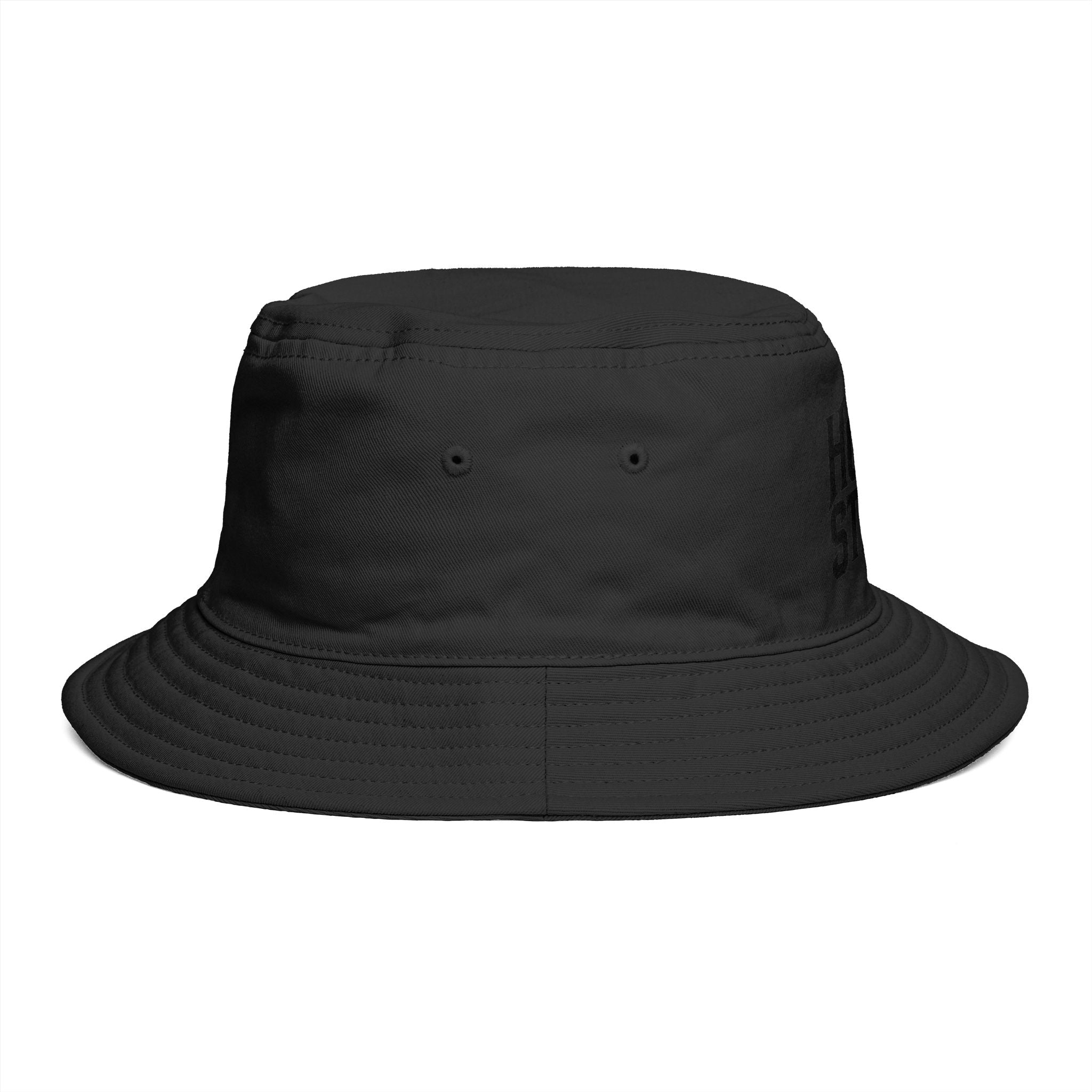 Hollow Street Brown Bucket Hat — Retro Logo Cotton Sun Hat