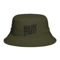 Hollow Street Brown Bucket Hat — Retro Logo Cotton Sun Hat