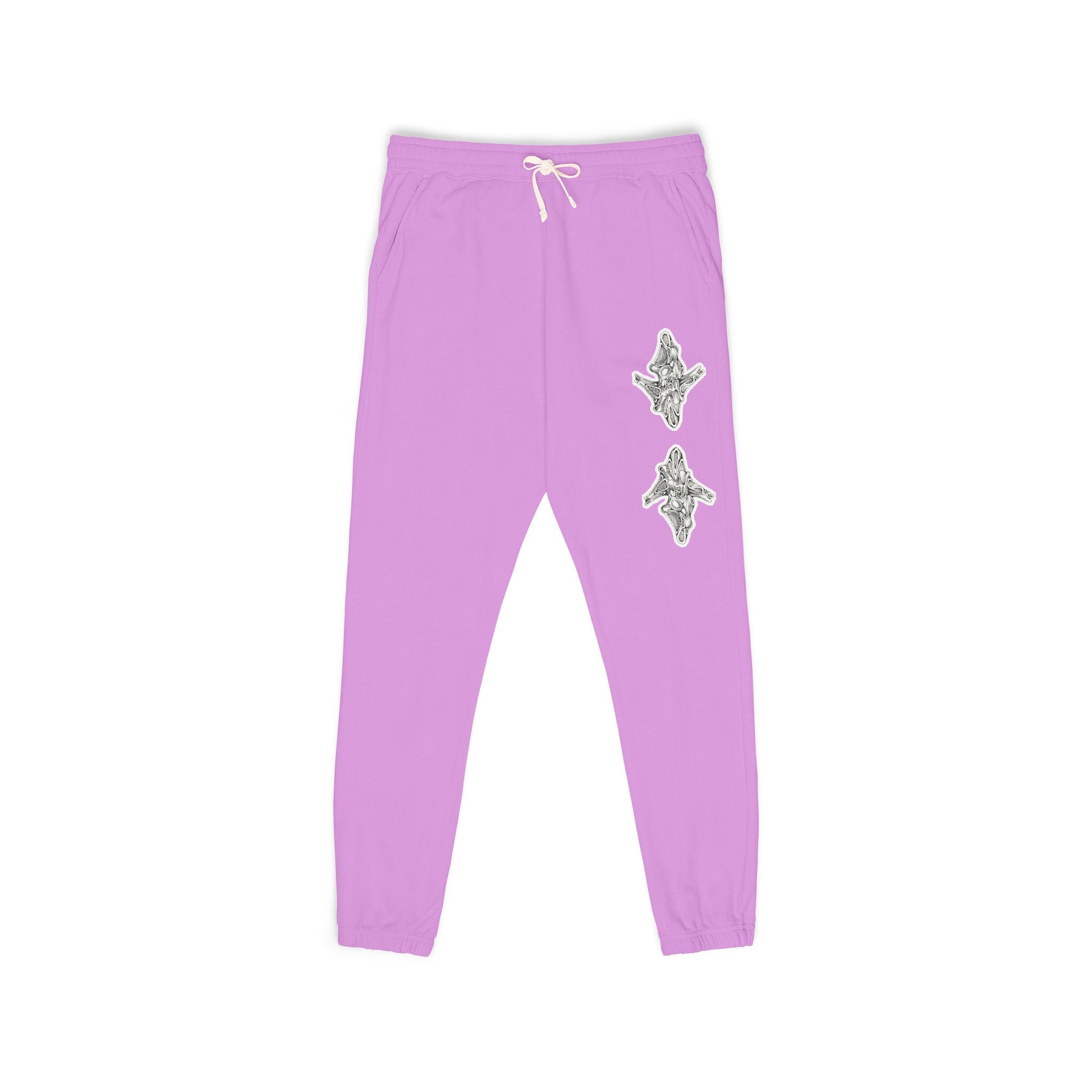 Graphic Fleece Sweatpants — Dual Ornate Crest Joggers