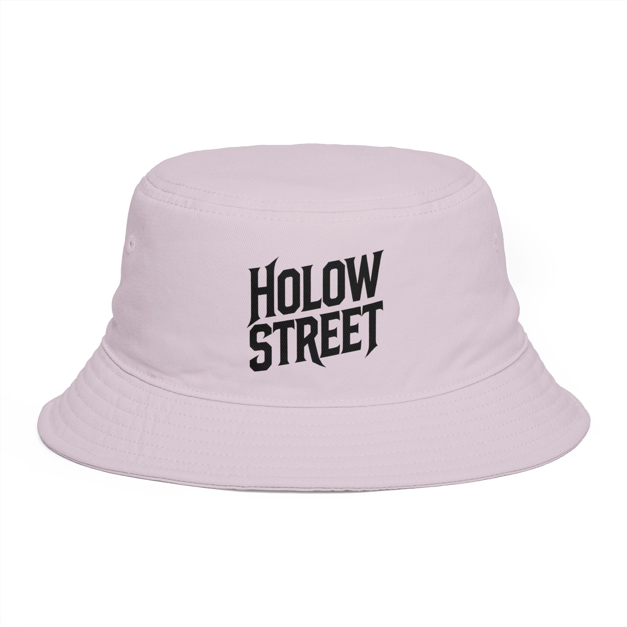 Hollow Street Brown Bucket Hat — Retro Logo Cotton Sun Hat