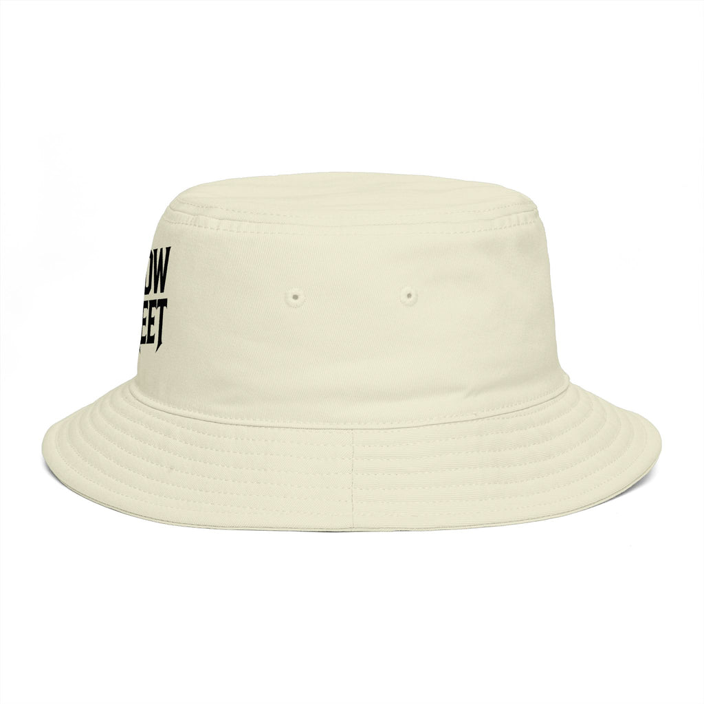 Hollow Street Brown Bucket Hat — Retro Logo Cotton Sun Hat
