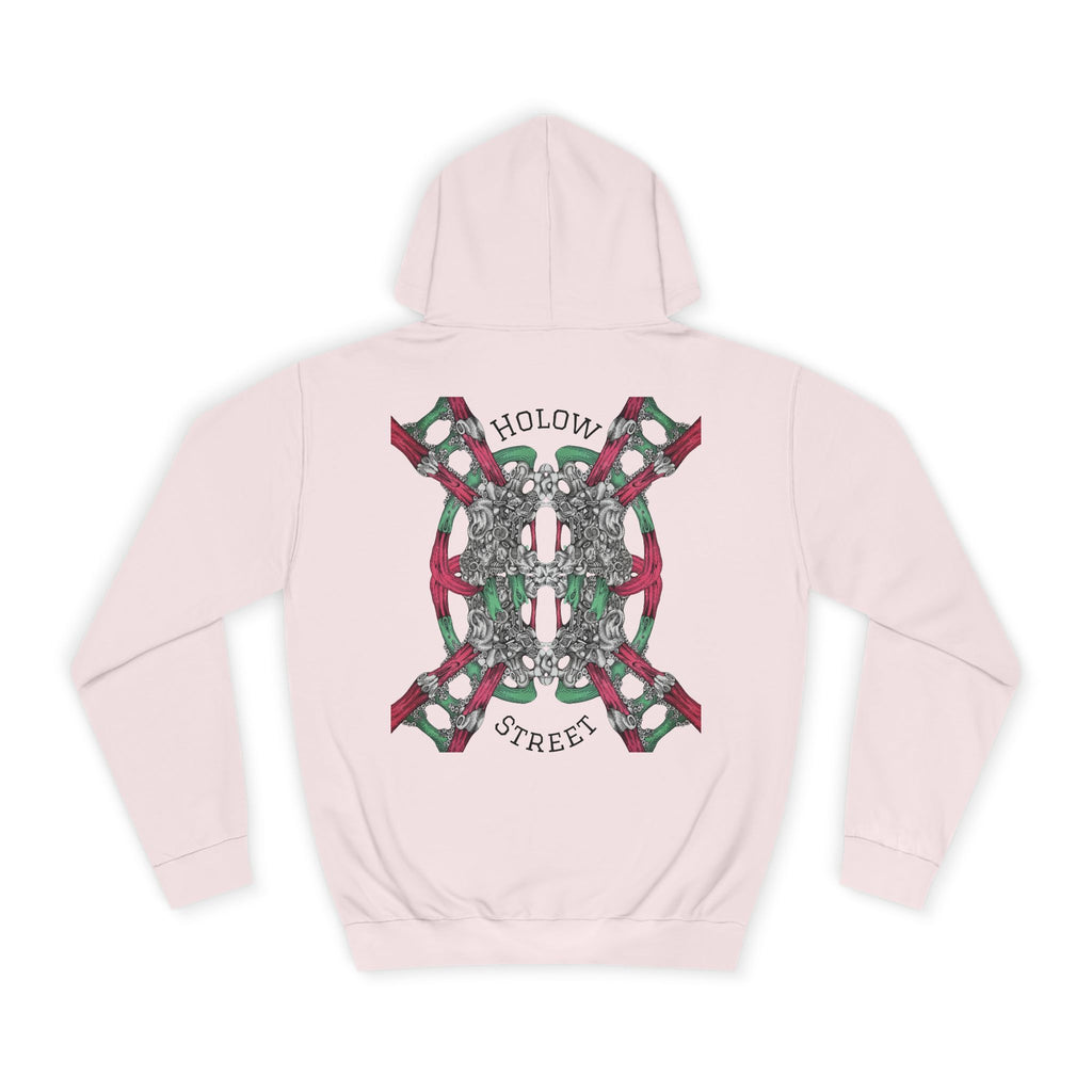 College Hoodie — Symmetric Skull & Floral Back Graphic