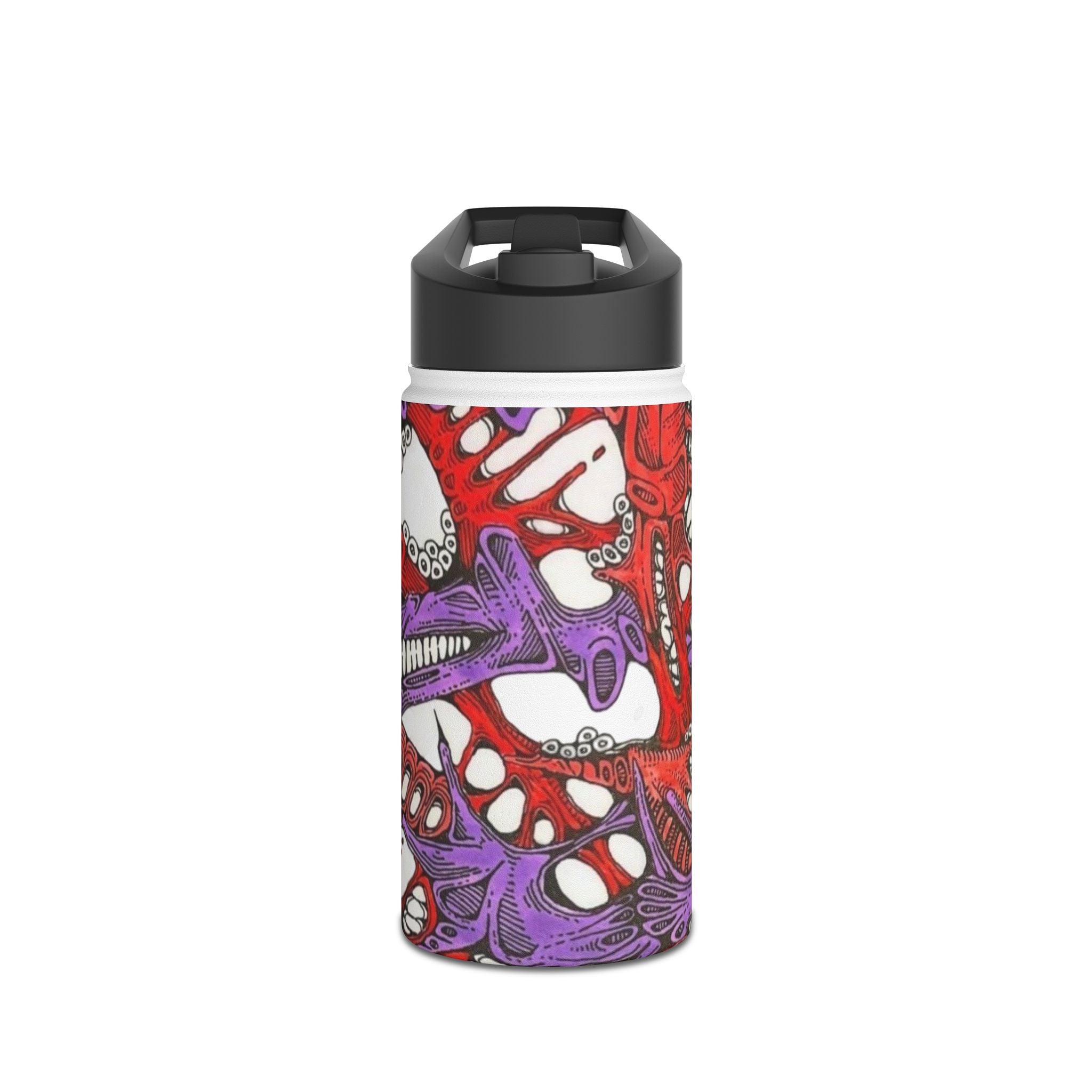 Octopus Ink Stainless Steel Water Bottle — Red & Purple Nautical Art