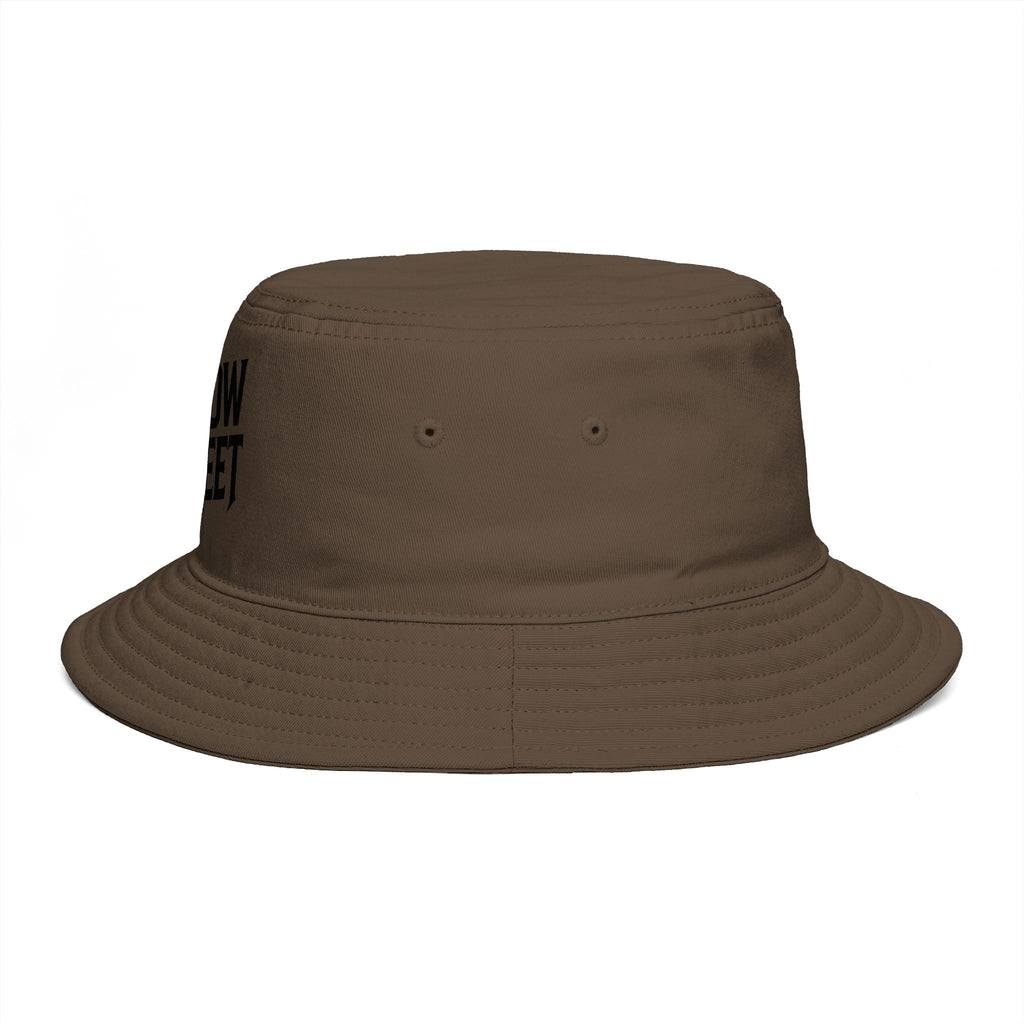Hollow Street Brown Bucket Hat — Retro Logo Cotton Sun Hat