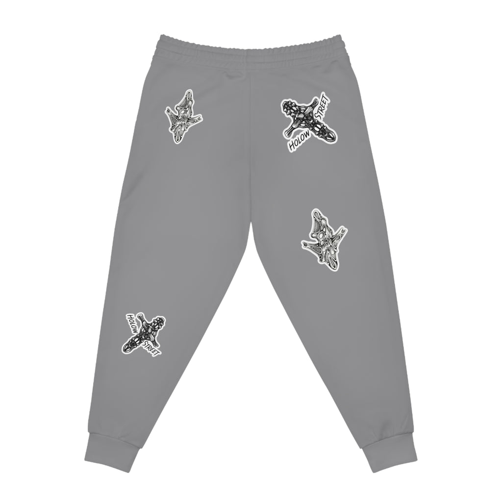 Grey Joggers with Skate Sticker Graphic — Athletic Streetwear Sweatpants